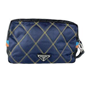 Prada Clutch Nylon Black Navy X Black